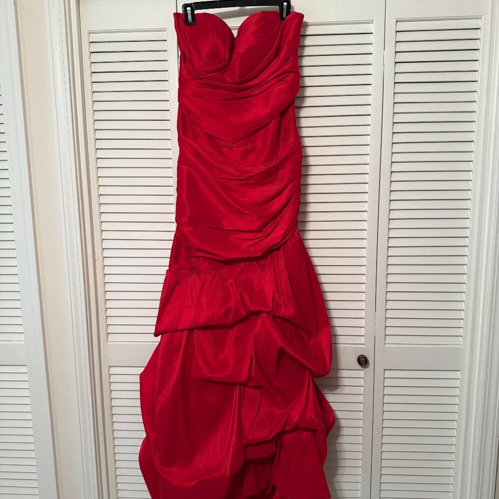 Red Strapless Long Formal Gown